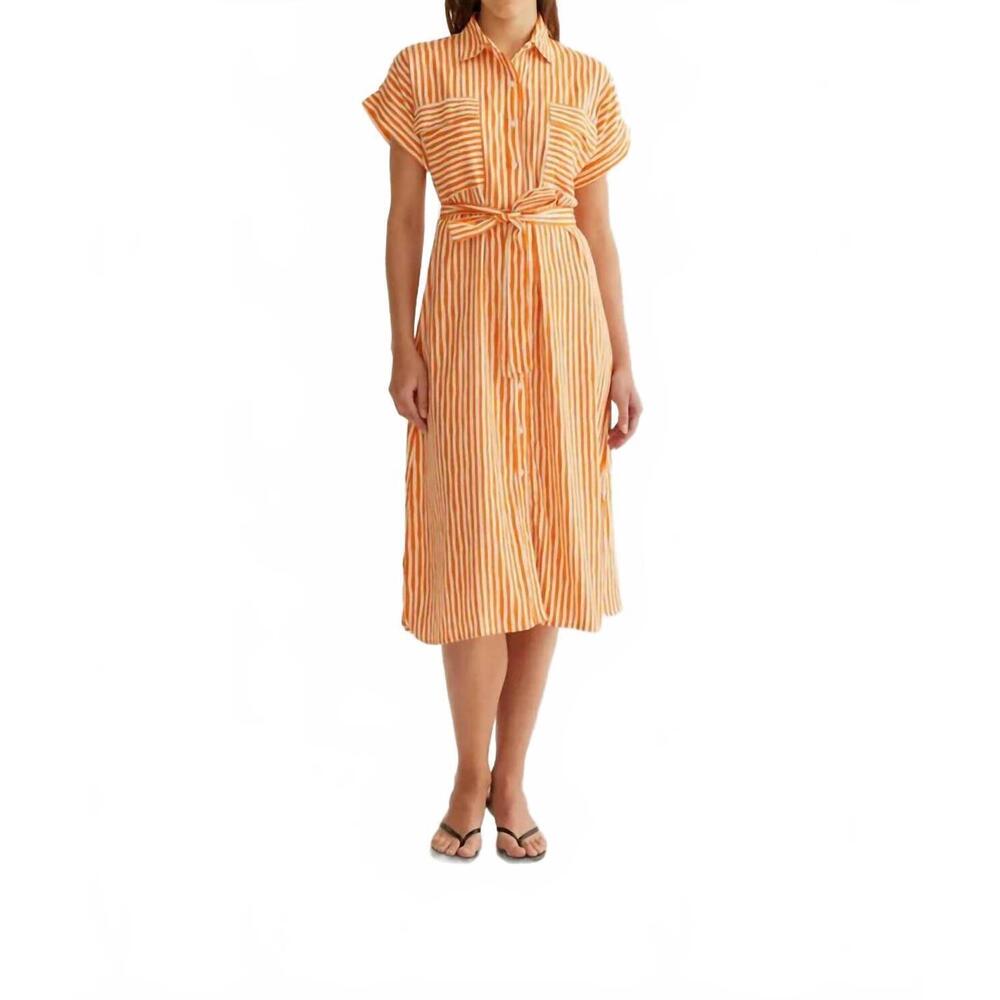 NEW COMPANIA FANTASTICA stripe midi dress in orange